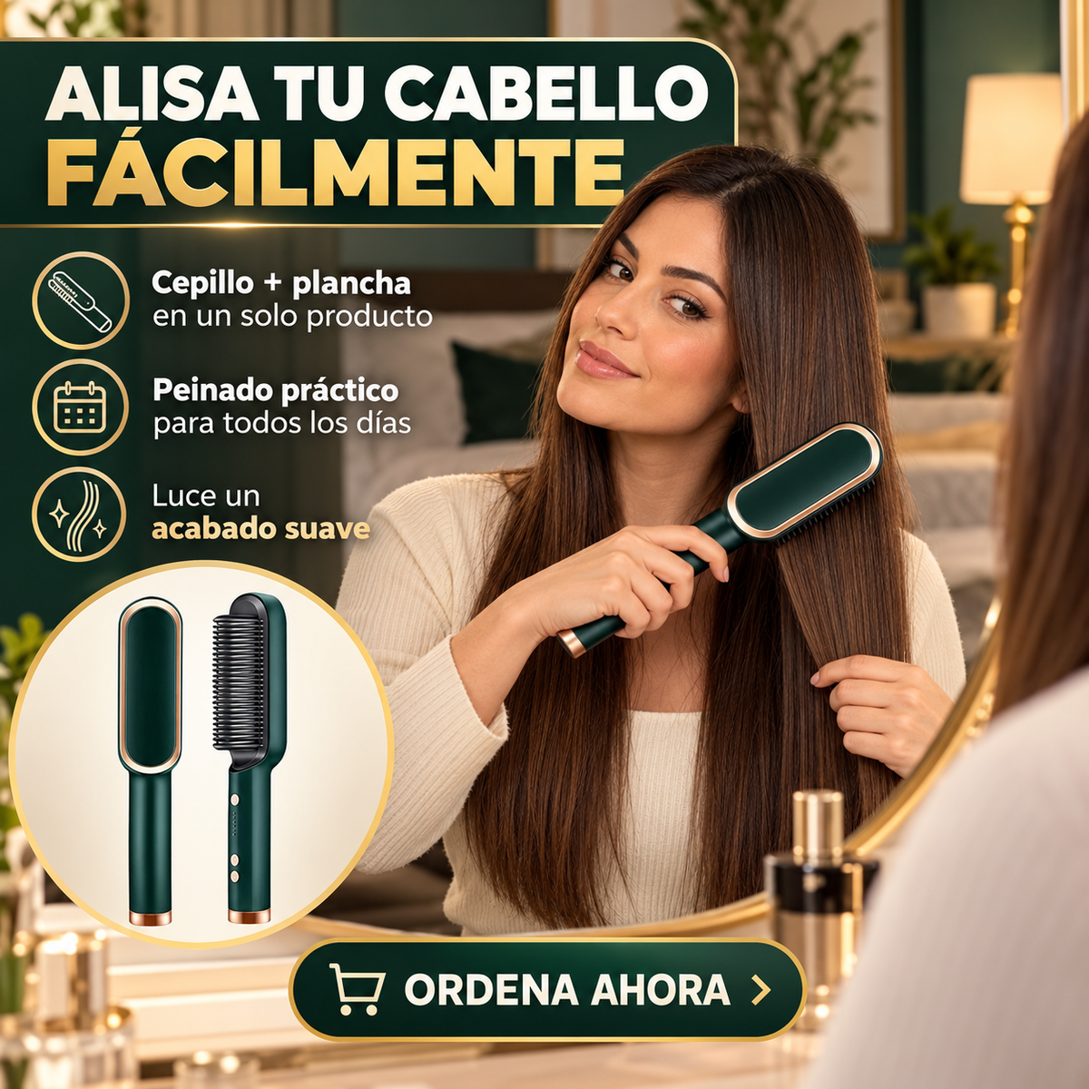 Cepillo Plancha Secador 2 En 1 Alisador